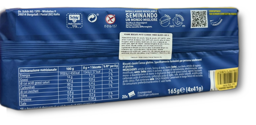 SCHAR BISCUITI PETIT CLASSIC FARA GLUTEN 165 G