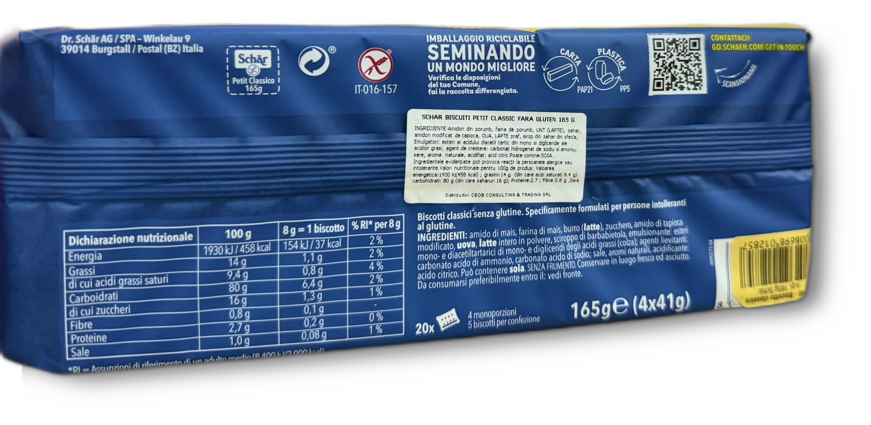 SCHAR BISCUITI PETIT CLASSIC FARA GLUTEN 165 G