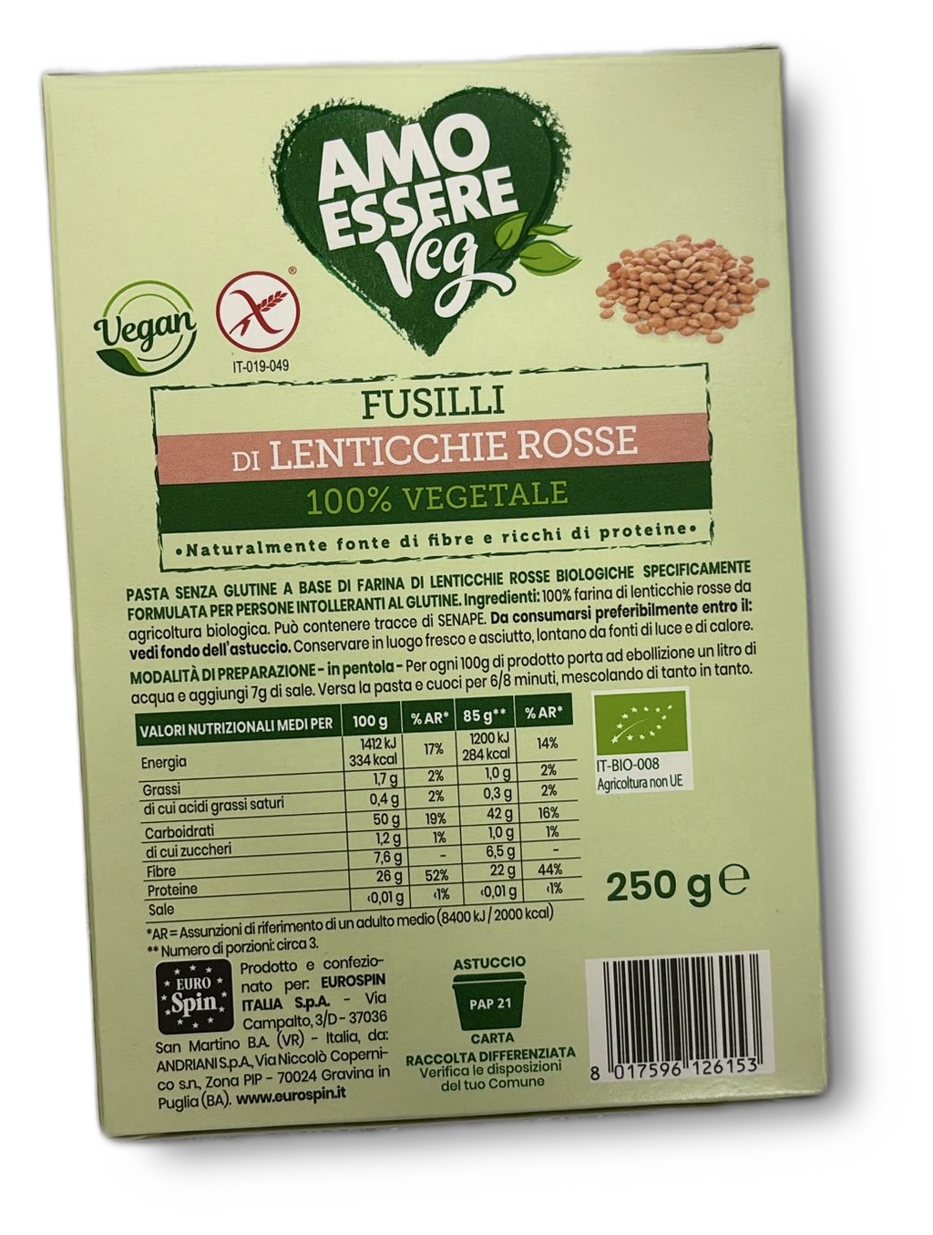 AMO ESSERE-FUSILLI CON FARINA 250 G