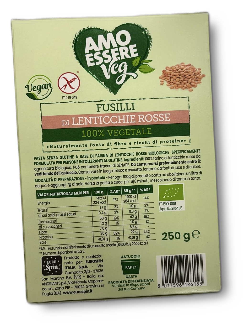 AMO ESSERE-FUSILLI CON FARINA 250 G