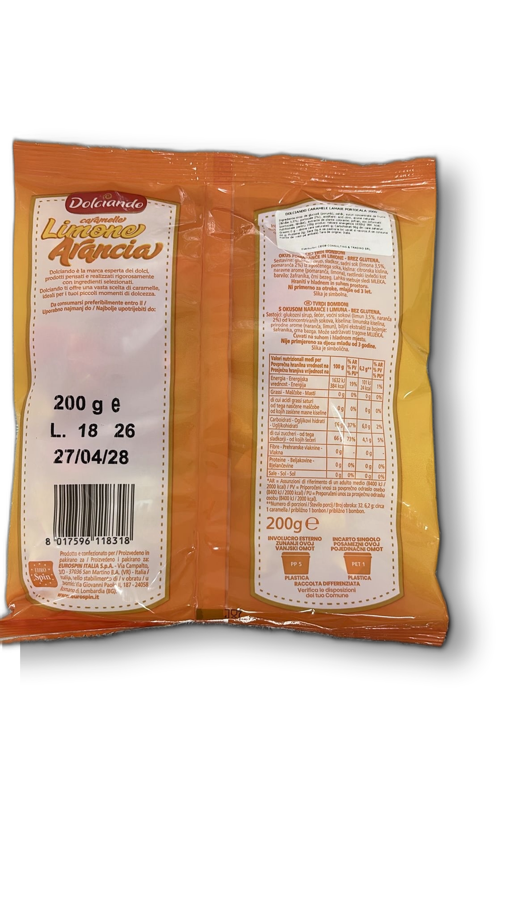 DOLCIANDO CARAMELE LAMAIE PORTOCALA 200G