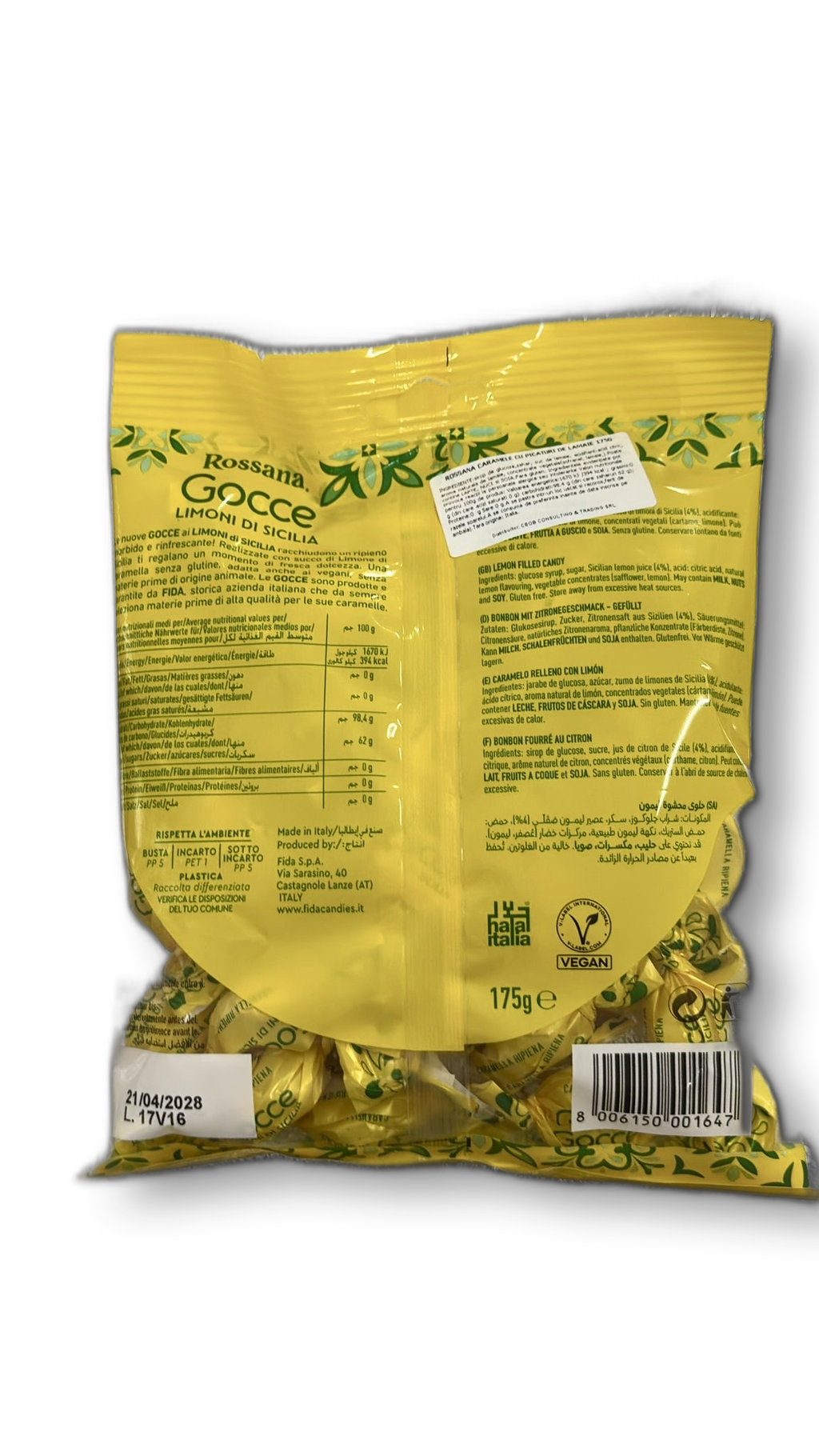 ROSSANA CARAMELE CU PICATURI DE LAMAIE 175G