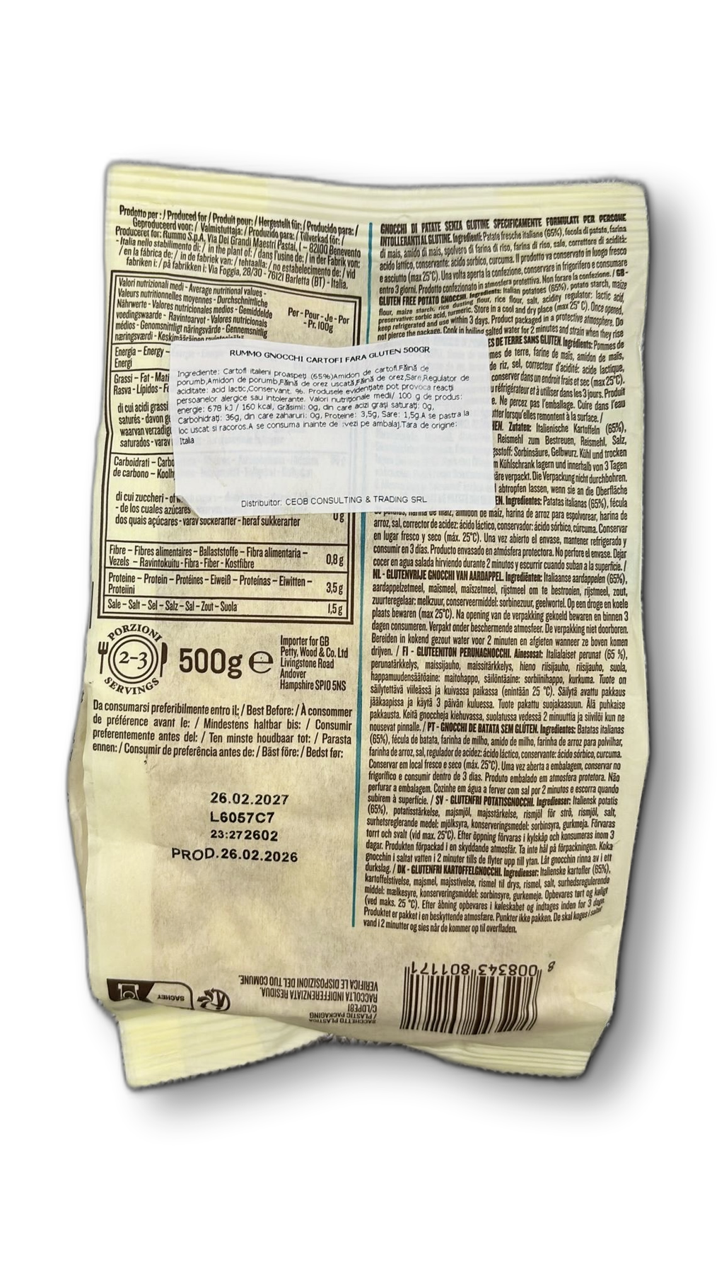 RUMMO GNOCCHI CARTOFI FARA GLUTEN 500GR