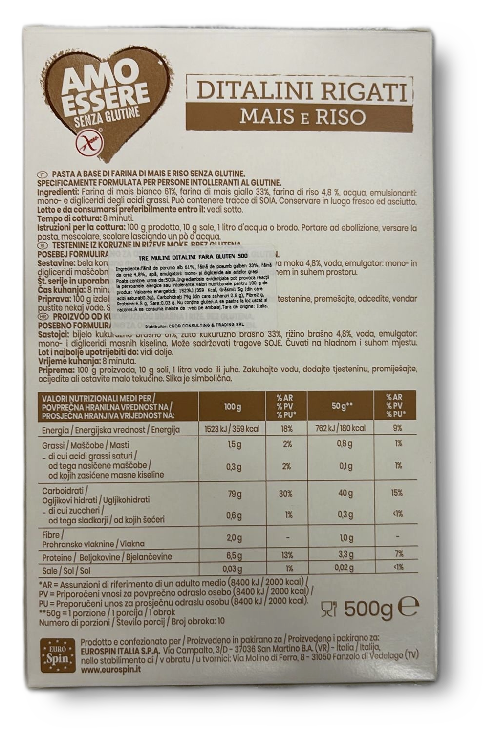 TRE MULINI DITALINI FARA GLUTEN 500g