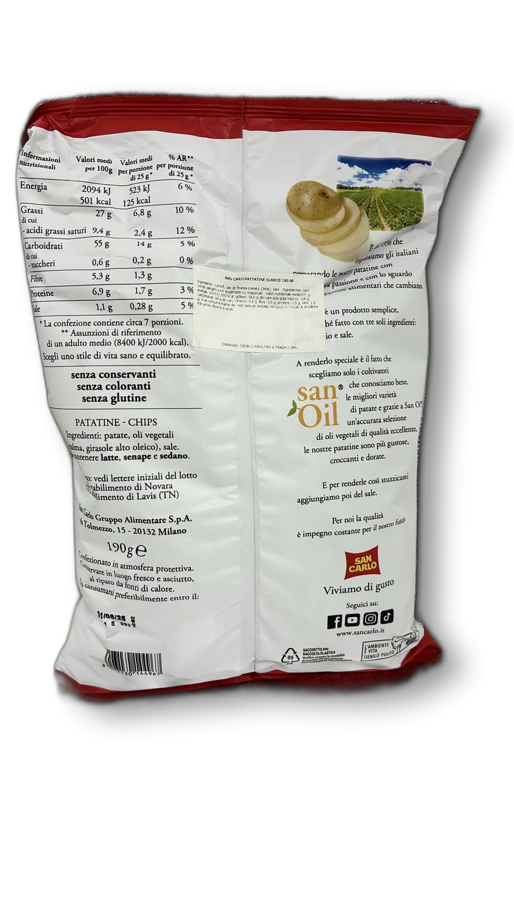 SAN CARLO PATTATINE CLASICE 190 GR