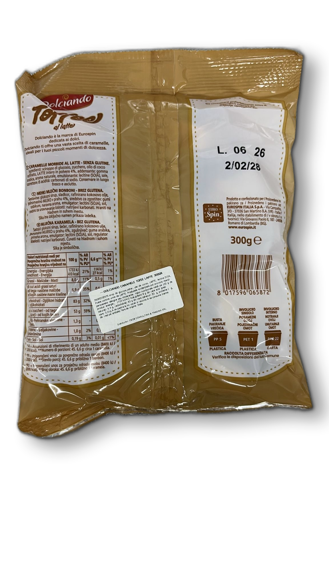 DOLCIANDO CARAMELE TOFEE LAPTE 300GR