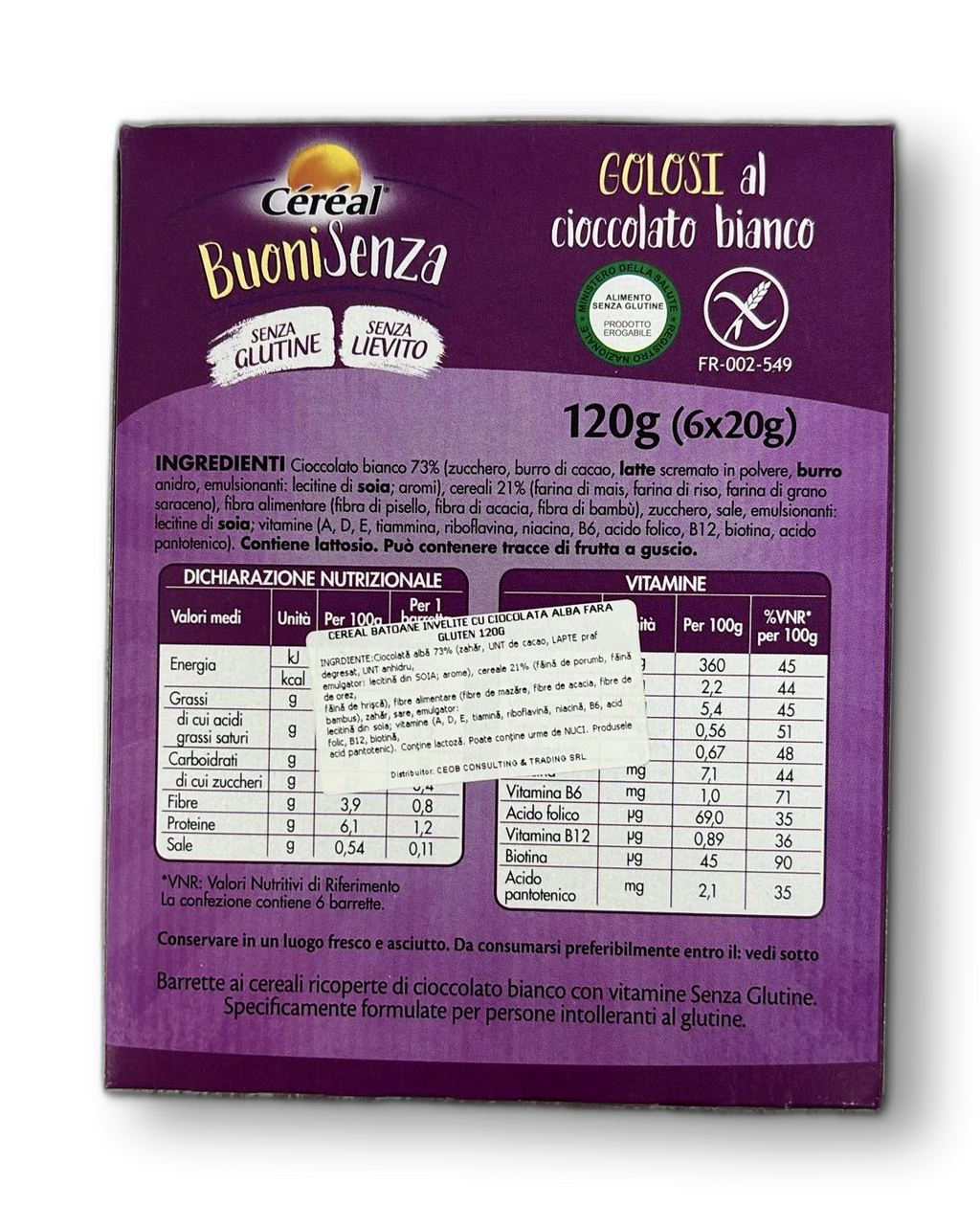 CEREAL BATOANE INVELITE CU CIOCOLATA ALBA FARA GLUTEN 120G